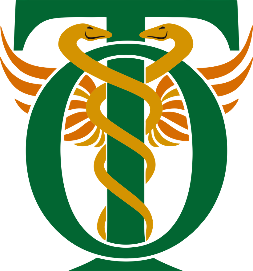 Símbolo da Terapia Ocupacional: letras T e O com caduceu